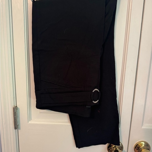 Roz & Ali Pants - Black Pants with Belt Detail. Stretch Waist.